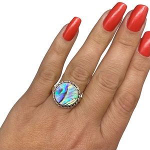 Sterling Silver Ring with Colorful Abalone Inlay💙💜🩵💛